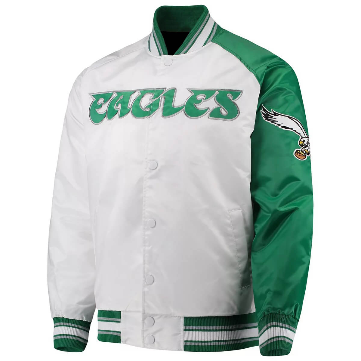 Maker of Jacket Sports Leagues Jackets NFL Philadelphia Eagles White Satin