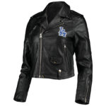 Black MLB Los Angeles Dodgers Biker Leather Jacket