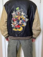 Disney Vintage Mickey Mouse Black Leather Jacket