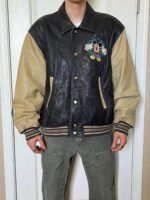 Disney Vintage Mickey Mouse Black Leather Jacket