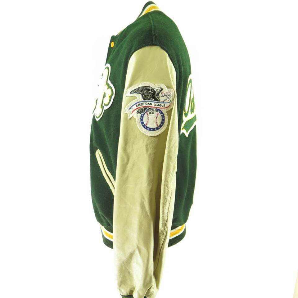 MLB Off White and Green Oakland Athletics Varsity Baseball Jacket - Jackets  Masters