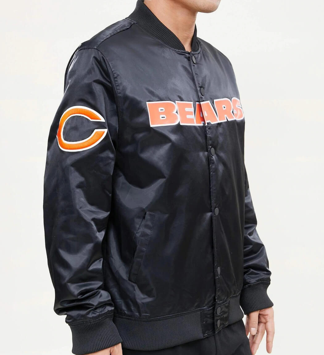 Nfl Chicago Bears Black Satin Jacket Maker Of Jacket 