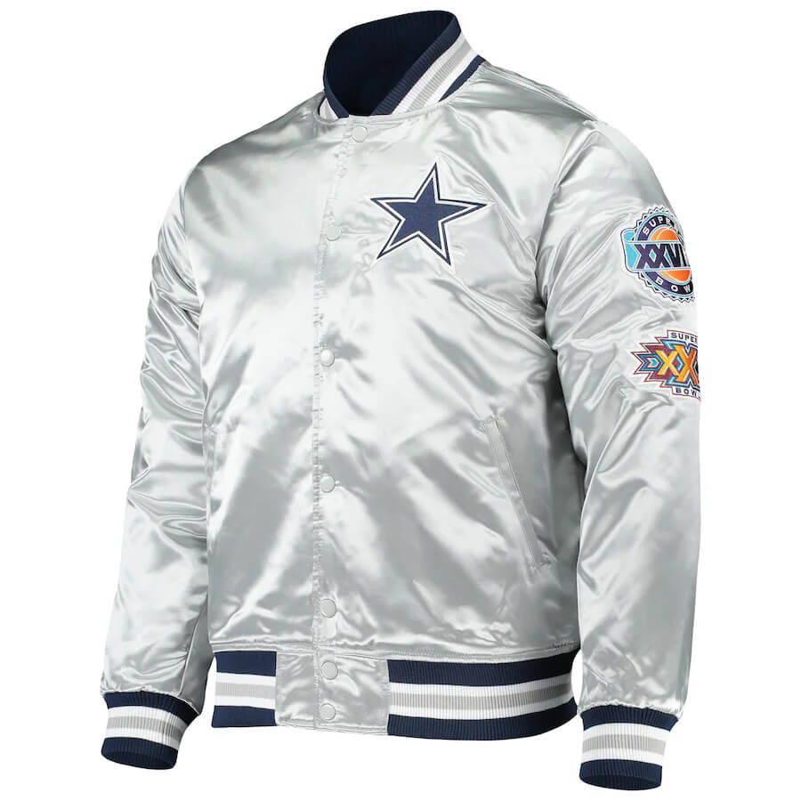 Dallas Cowboys Mitchell & Ness Mens Satin throwback Jacket Sz 3xl blue