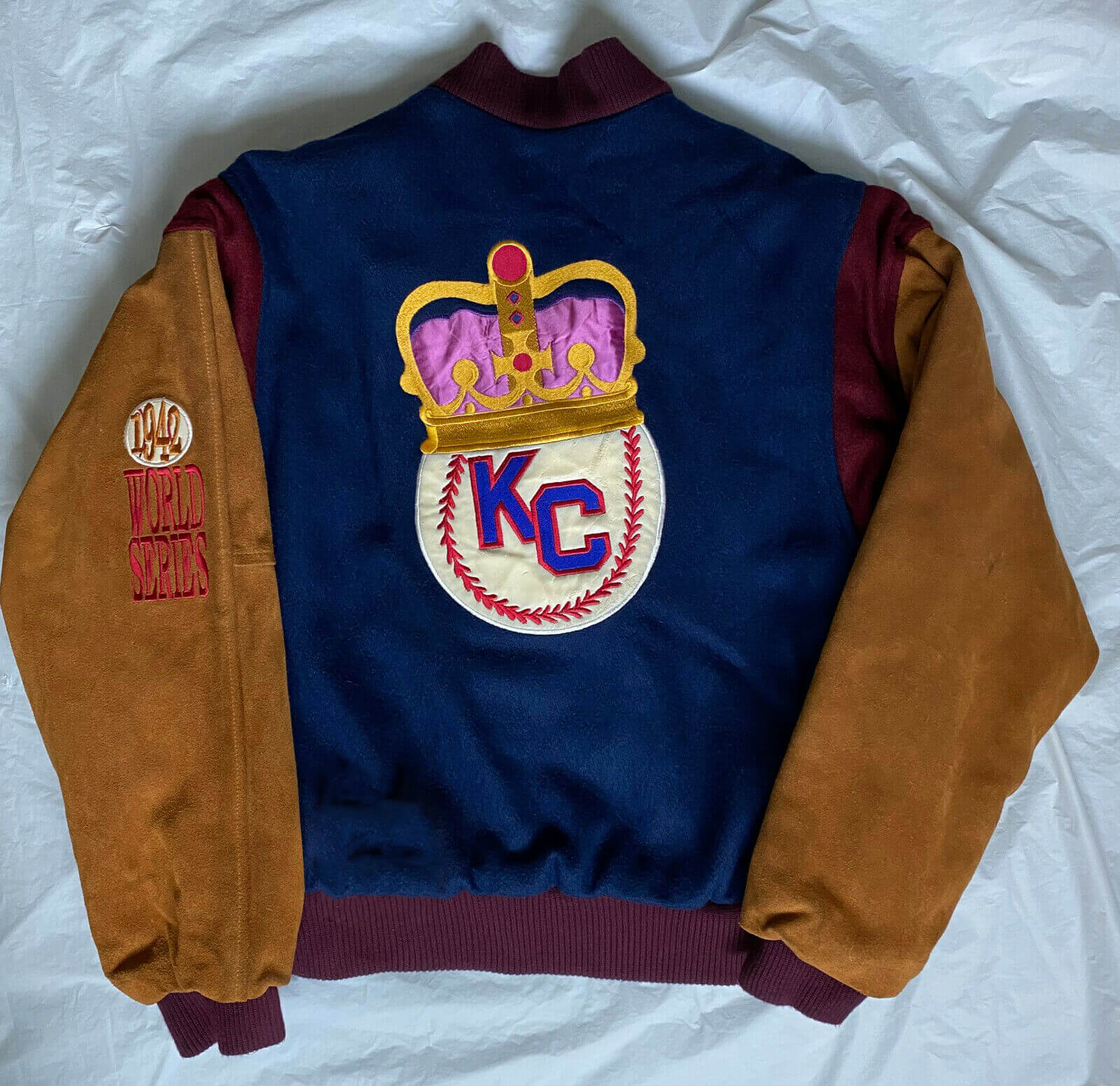 KANSAS CITY ROYALS RETRO CLASSIC RIB WOOL VARSITY JACKET