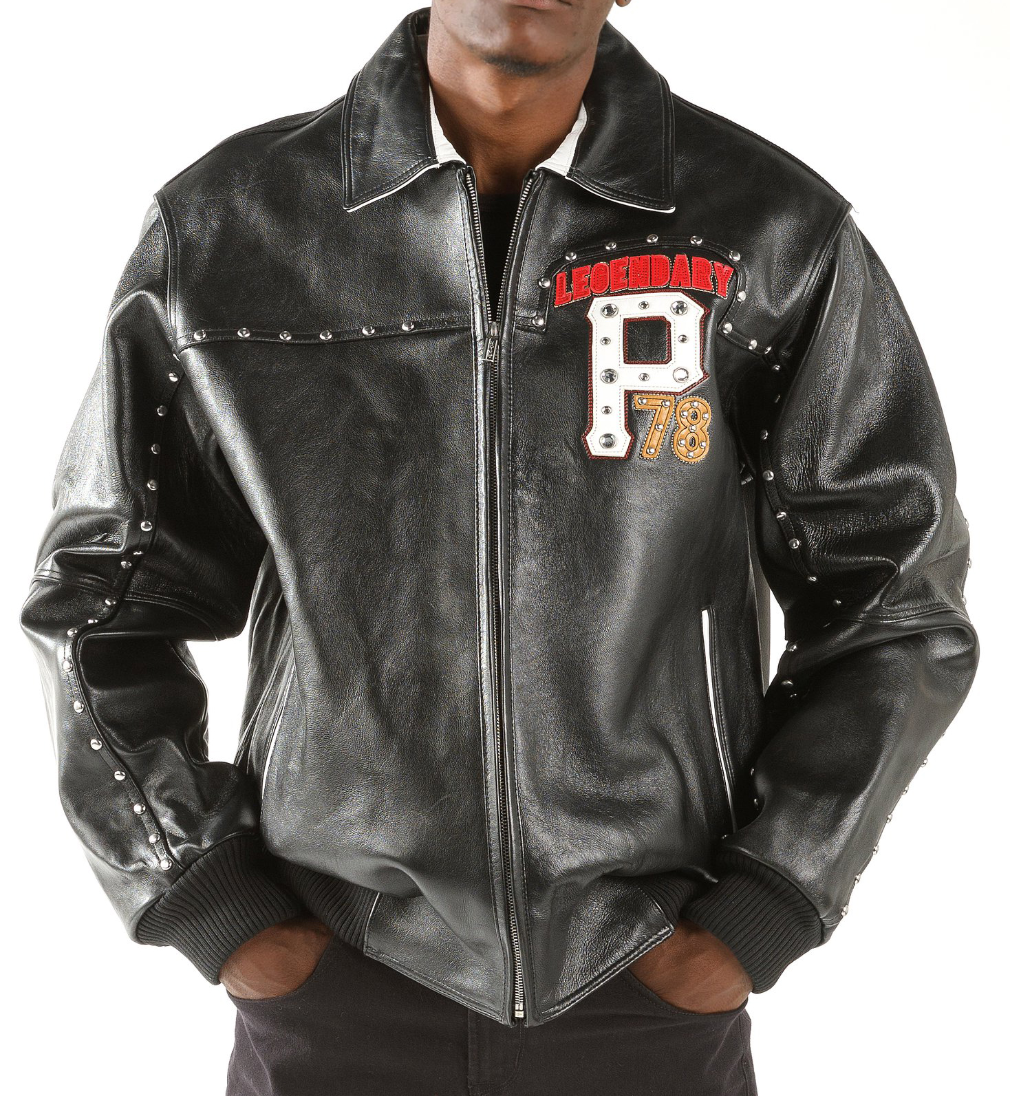 Pelle Pelle Black White Encrusted Studded Leather Jacket - GLJ