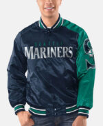 Maker of Jacket Fashion Jackets Seattle Mariners MLB Blue 90s Satin