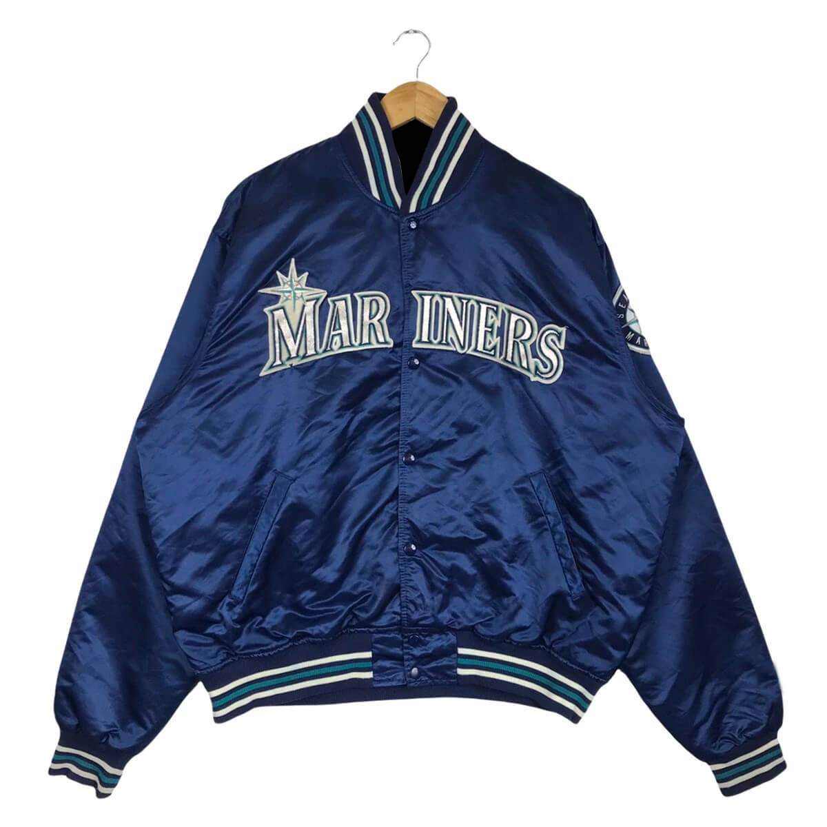 Vintage Seattle Mariners Diamond Satin Jacket - Maker of Jacket