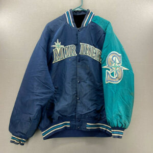 VINTAGE Majestic Seattle Mariners Jacket Mens M Blue 9-11 American