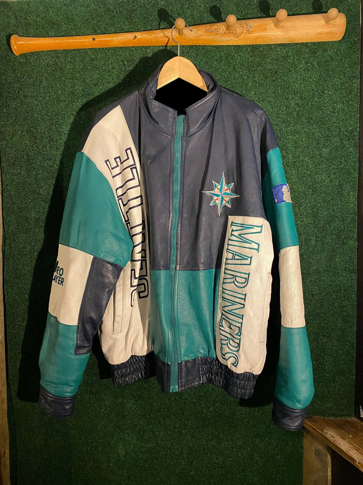 Vintage Seattle Mariners Starter Bomber Jacket Made In USA Satin Quilt  Lined S/M