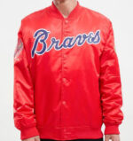 Atlanta Braves Big Logo World Series Red Satin Jacket