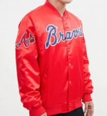 Atlanta Braves Big Logo World Series Red Satin Jacket