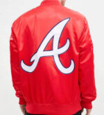Atlanta Braves Big Logo World Series Red Satin Jacket