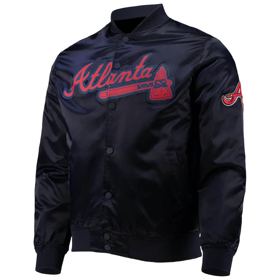 MLB Atlanta Braves Light Blue Satin Jacket - Maker of Jacket
