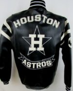 Purple White MLB Houston Astros Block Leather Jacket - Maker of Jacket