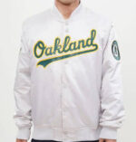 MLB Oakland Athletics White Satin Jacket