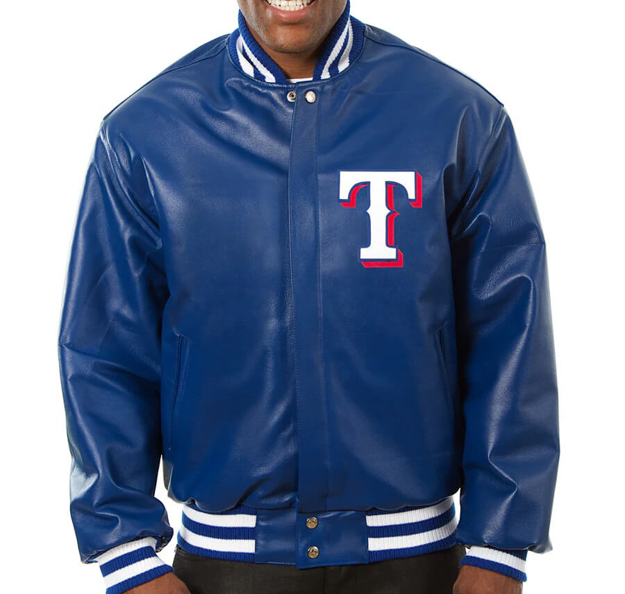 Maker of Jacket Sports Leagues Jackets MLB Texas Rangers Royal Blue Wool