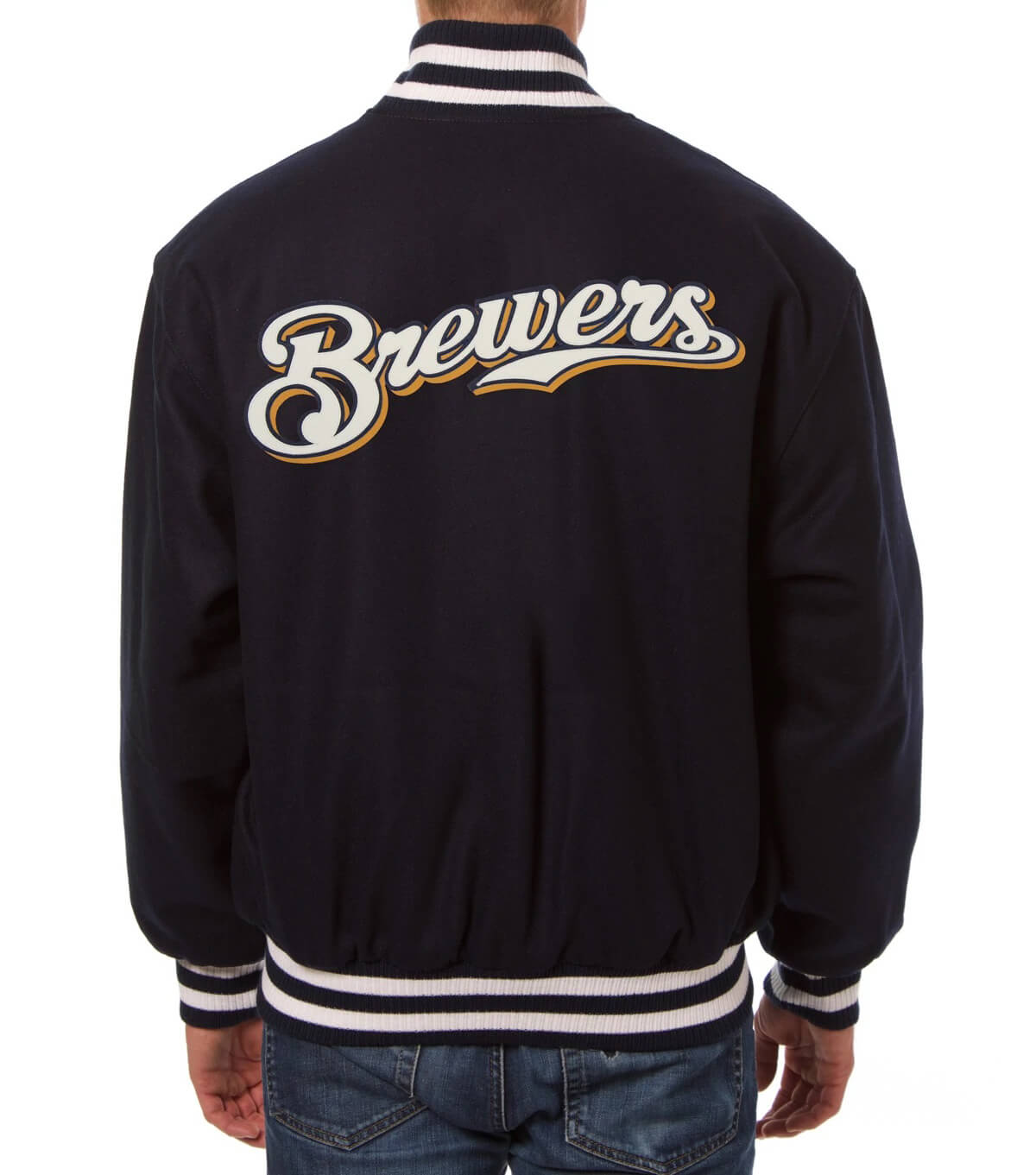 MLB Men's Milwaukee Brewers Navy Colorblock Pullover Hoodie