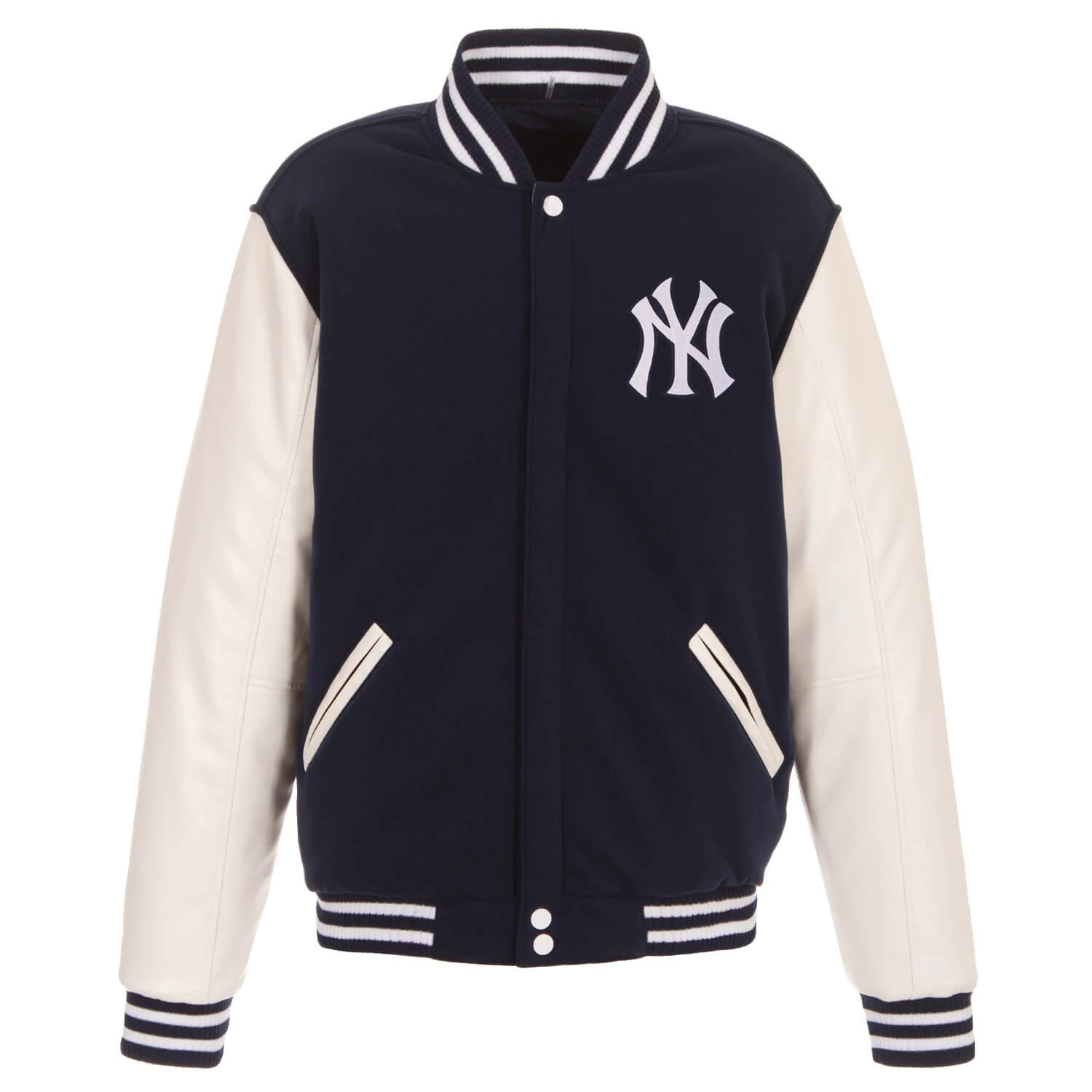 Maker of Jacket Fashion Jackets Navy White New York Yankees Varsity Letterman