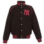 New York Yankees Black Pink Snap Wool Jacket
