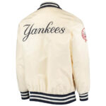 New York Yankees Captain II Cream Zip Satin Jacket