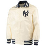 New York Yankees Captain II Cream Zip Satin Jacket