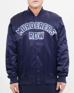 NEW YORK YANKEES HOME TOWN SATIN JACKET (MIDNIGHT NAVY)