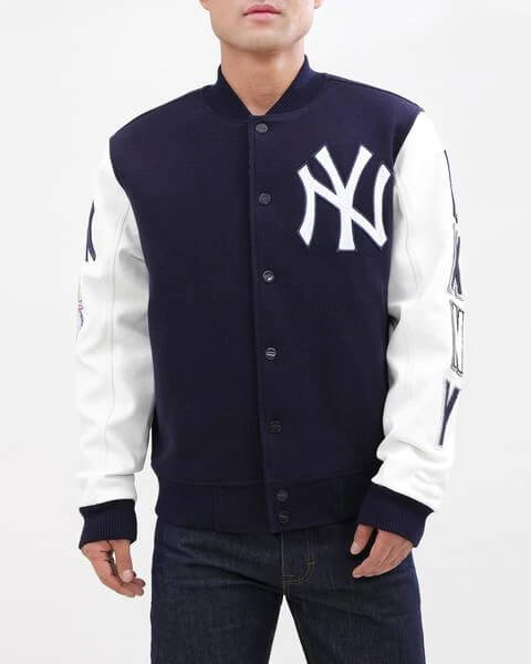 Jackets New Era New York Yankees Mlb Large Logo Varsity Jacket Black