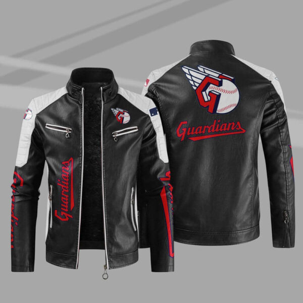 CLEVELAND GUARDIANS FULL LEATHER JACKET - BLACK/BLACK