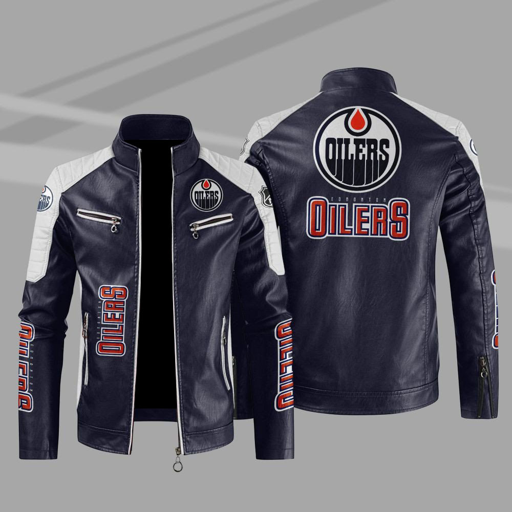 Edmonton Oilers Blue and Orange Varsity Jacket - NHL Varsity Jacket 3XL