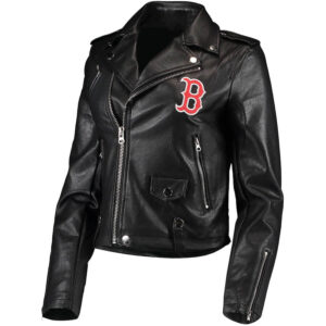 Maker of Jacket MLB Boston Red Sox Black Gray Wool Leather