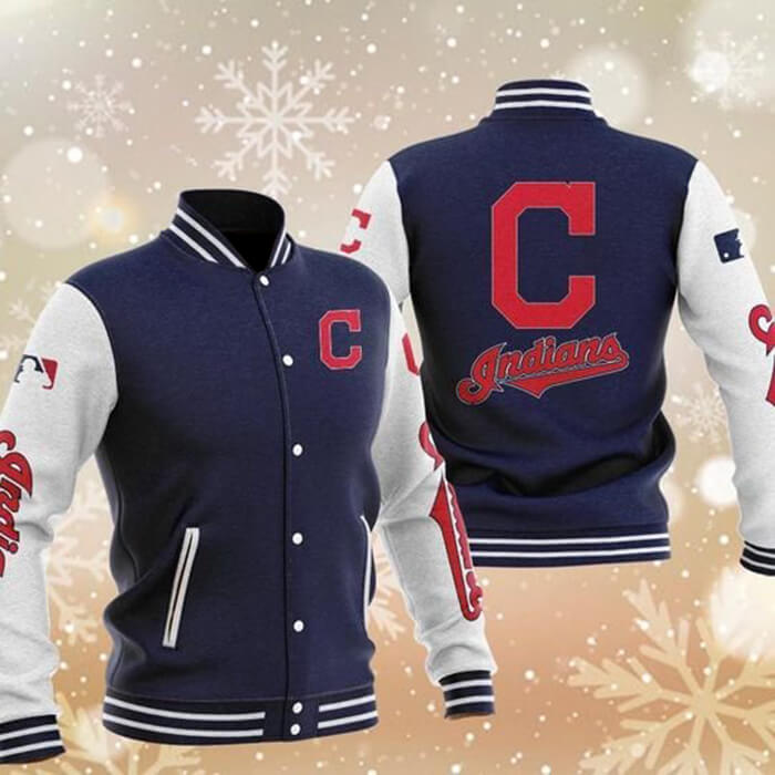 Maker of Jacket Varsity Jackets MLB Cleveland Indians Black Baseball