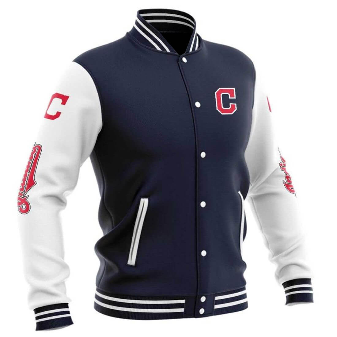 Maker of Jacket Varsity Jackets MLB Cleveland Indians Black Baseball