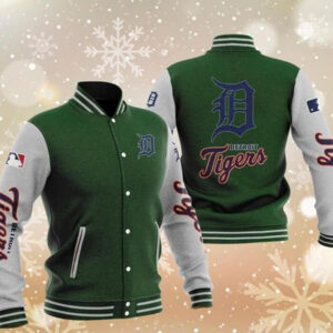 MLB Varsity Detroit Tigers Navy Blue and White Letterman Jacket