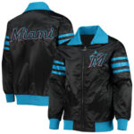 MLB Miami Marlins Black The Captain Satin Jacket