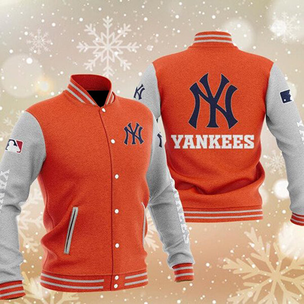 Maker of Jacket Sports Leagues Jackets MLB Orange New York Yankees Baseball Varsity