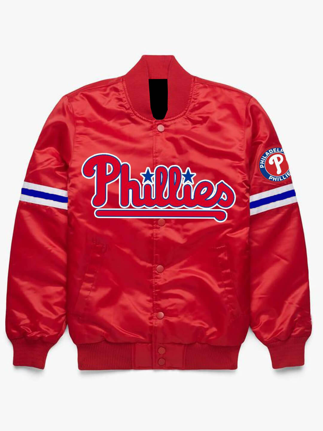 Maker of Jacket Sports Leagues Jackets MLB Team Philadelphia Phillies Red Satin