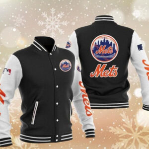 Maker of Jacket Leather Vest MLB Team Black New York Mets