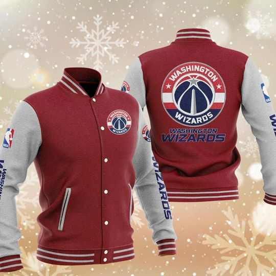 NBA Washington Wizards Red Navy Logo Baseball Jacket