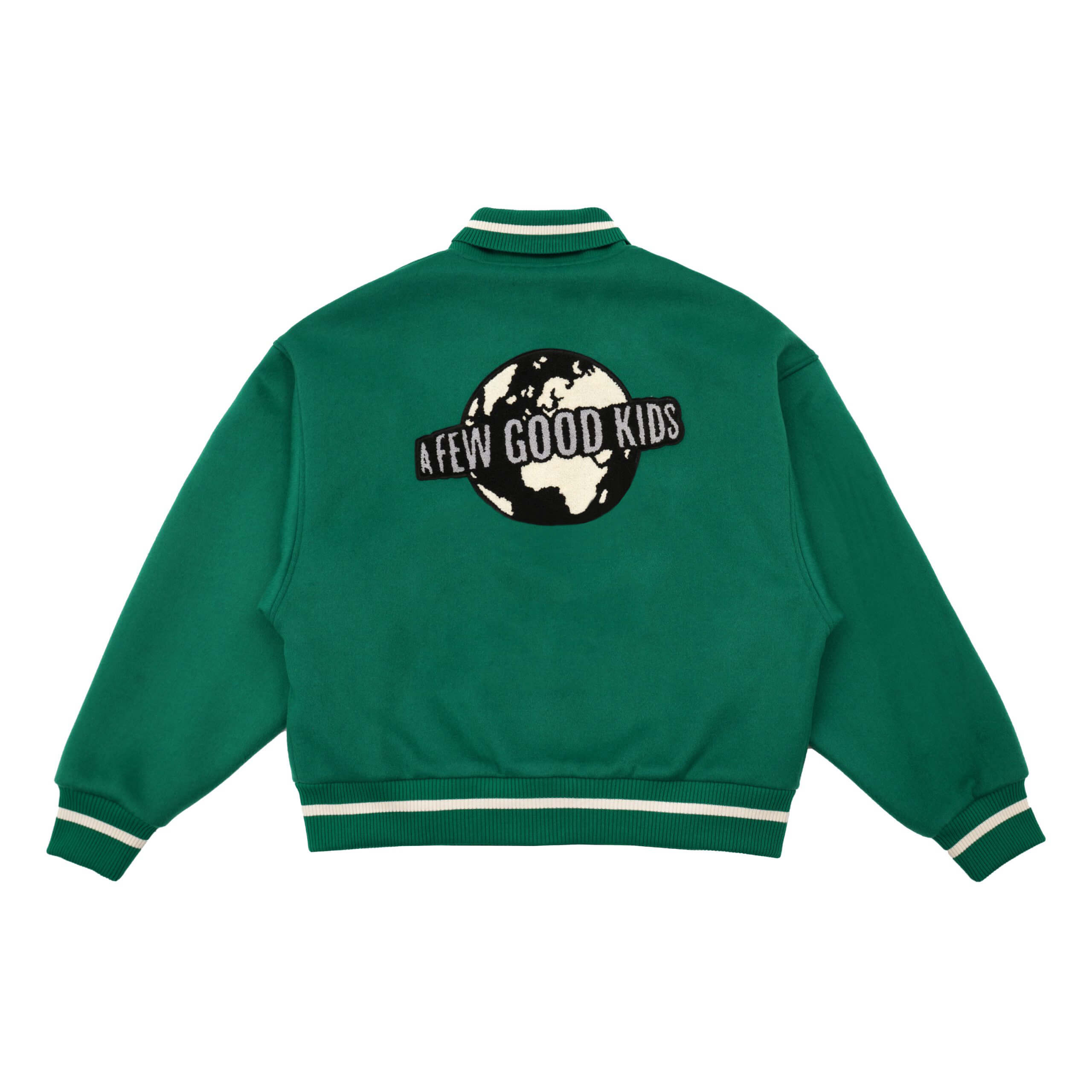 A Few Good Kids Green Logo Baseball Varsity Jacket - Maker of Jacket