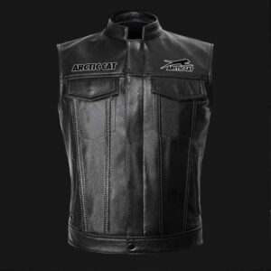 Arctic Cat Black Full Zip Leather Vest