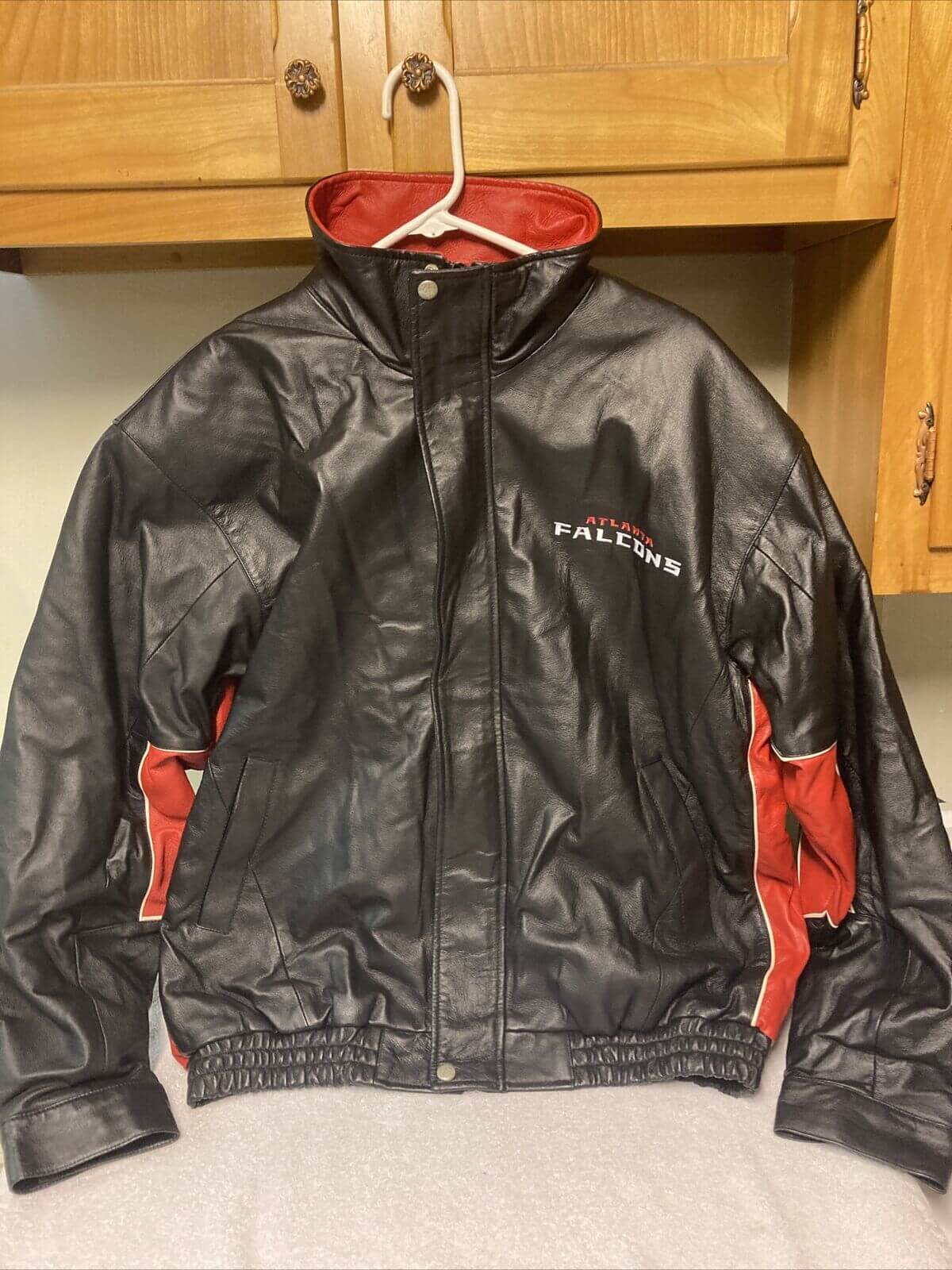 Atlanta Falcons White and Red Bomber Full-Zip Jacket