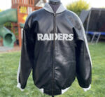 Black Gray Oakland Raiders NFL Leather Jacket