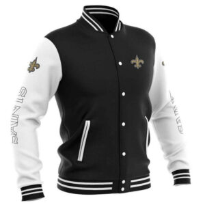 Bundesliga New Orleans Saints Logo Brown Black Leather Jacket -  Freedomdesign