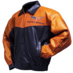 Corvette C6 Orange Black Racing Leather Jacket