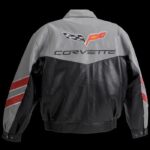 Corvette Grand Sport Grey Black Leather Jacket