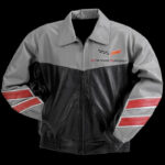Corvette Grand Sport Grey Black Leather Jacket