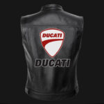Ducati Motorcycle Black Leather Vest