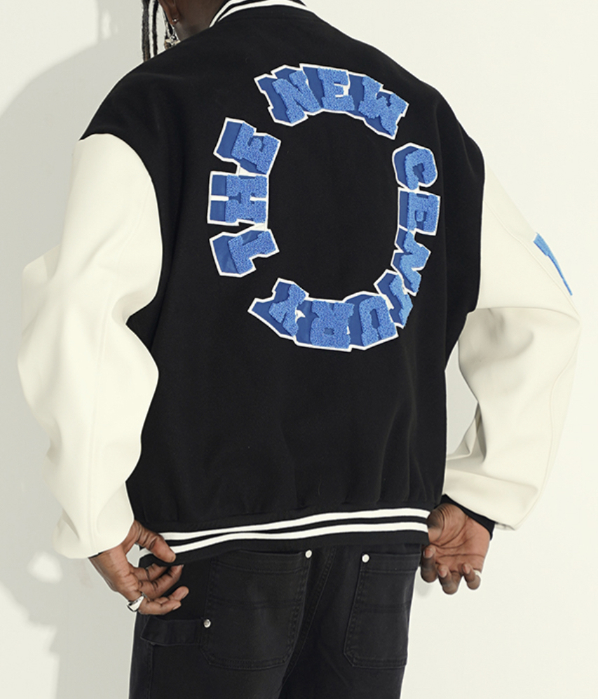 Harsh And Cruel Black Blue New Century Varsity Jacket - Maker of