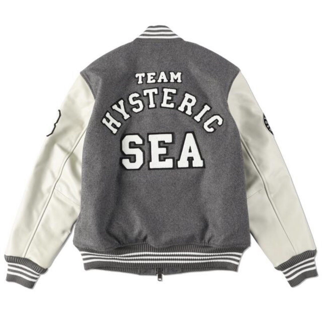 Hysteric Glamour Grey Wind And Sea Varsity Jacket - Maker of Jacket