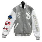 Ice Cream Wind And Sea Grey White BBC Varsity Jacket - Maker of Jacket